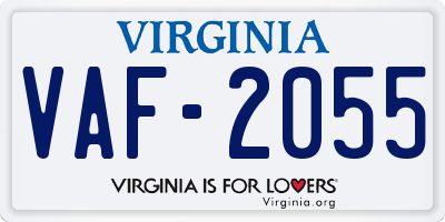 VA license plate VAF2055