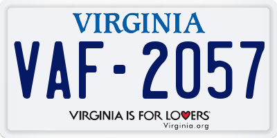 VA license plate VAF2057