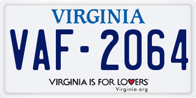 VA license plate VAF2064