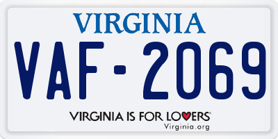 VA license plate VAF2069