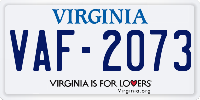 VA license plate VAF2073