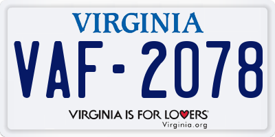 VA license plate VAF2078