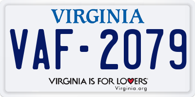 VA license plate VAF2079