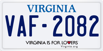 VA license plate VAF2082