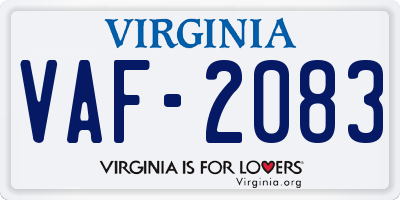 VA license plate VAF2083