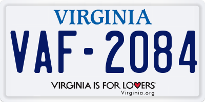 VA license plate VAF2084