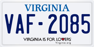 VA license plate VAF2085