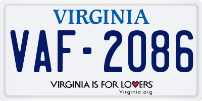 VA license plate VAF2086