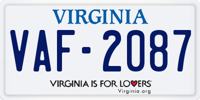 VA license plate VAF2087