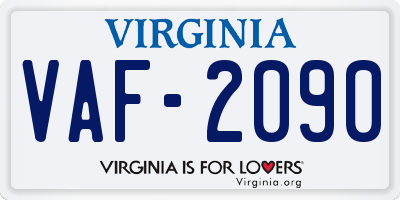 VA license plate VAF2090