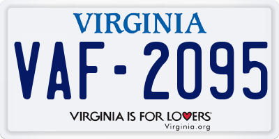 VA license plate VAF2095
