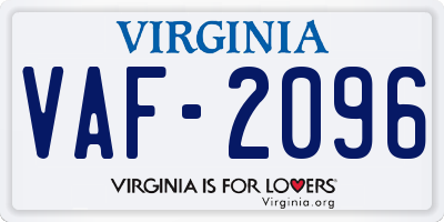 VA license plate VAF2096