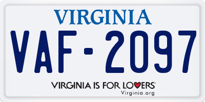 VA license plate VAF2097