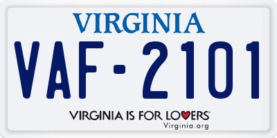 VA license plate VAF2101