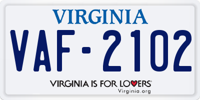 VA license plate VAF2102