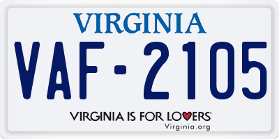 VA license plate VAF2105