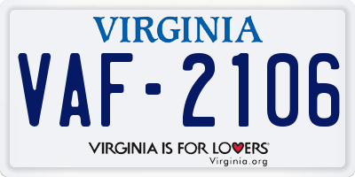 VA license plate VAF2106