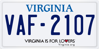 VA license plate VAF2107