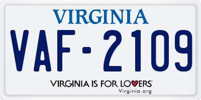 VA license plate VAF2109