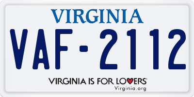 VA license plate VAF2112