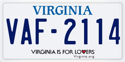 VA license plate VAF2114