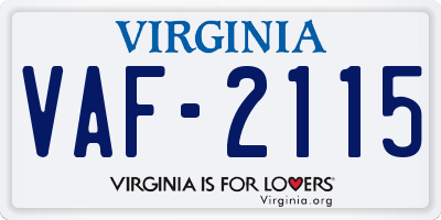 VA license plate VAF2115