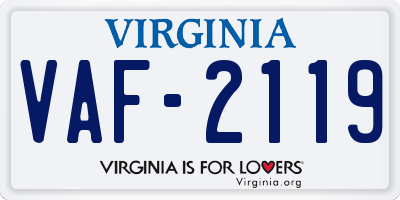 VA license plate VAF2119