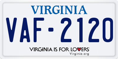VA license plate VAF2120
