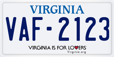 VA license plate VAF2123