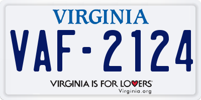 VA license plate VAF2124