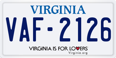 VA license plate VAF2126