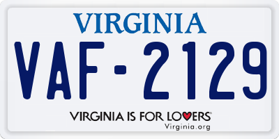 VA license plate VAF2129