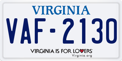 VA license plate VAF2130