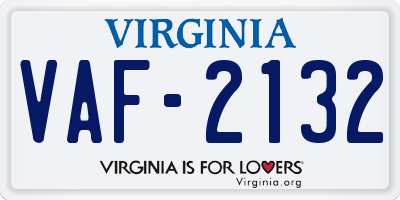 VA license plate VAF2132