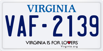 VA license plate VAF2139