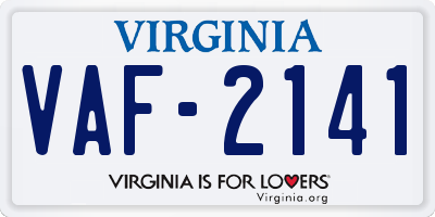 VA license plate VAF2141