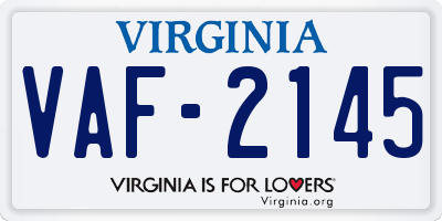 VA license plate VAF2145