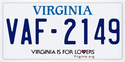 VA license plate VAF2149