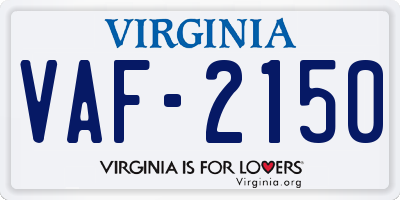 VA license plate VAF2150