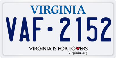 VA license plate VAF2152