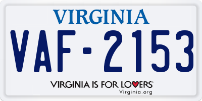 VA license plate VAF2153