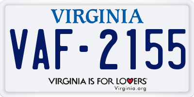 VA license plate VAF2155