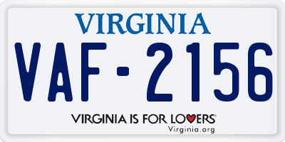 VA license plate VAF2156