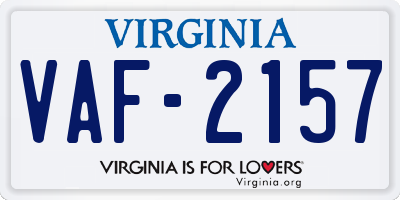 VA license plate VAF2157