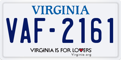 VA license plate VAF2161