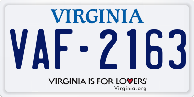 VA license plate VAF2163