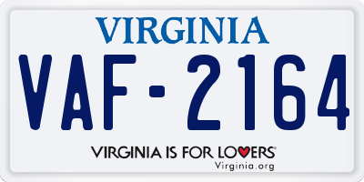 VA license plate VAF2164