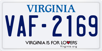 VA license plate VAF2169