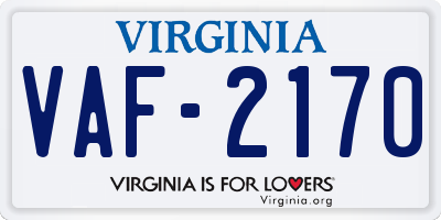 VA license plate VAF2170