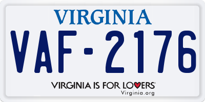 VA license plate VAF2176